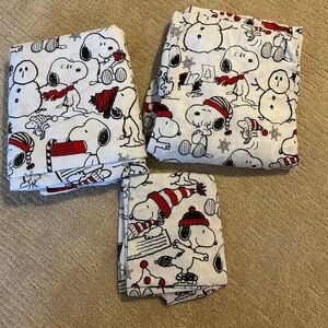 Peanuts pottery barn holiday sheet set (flannel)